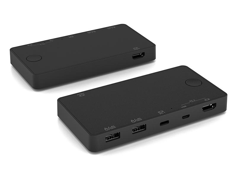 NÖRDIC KVM-svitsj 2 til 1 USB-C & HDMI 4K60Hz 2xUSB-A