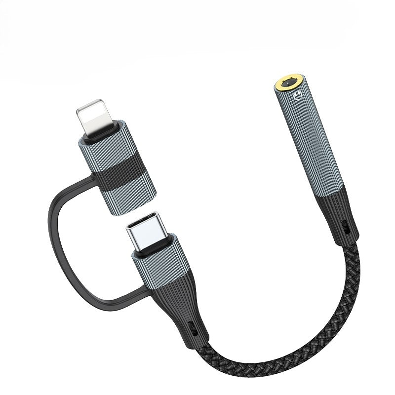 NÖRDIC USB-C/Lightning til stereo 3,5 mm-adapter 15 cm