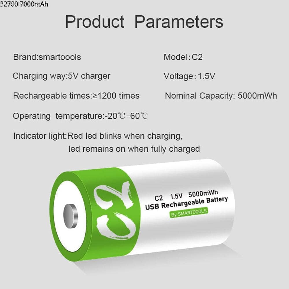 NÖRDIC USB-C Oppladbare Batterier 2-pakning C/LR14