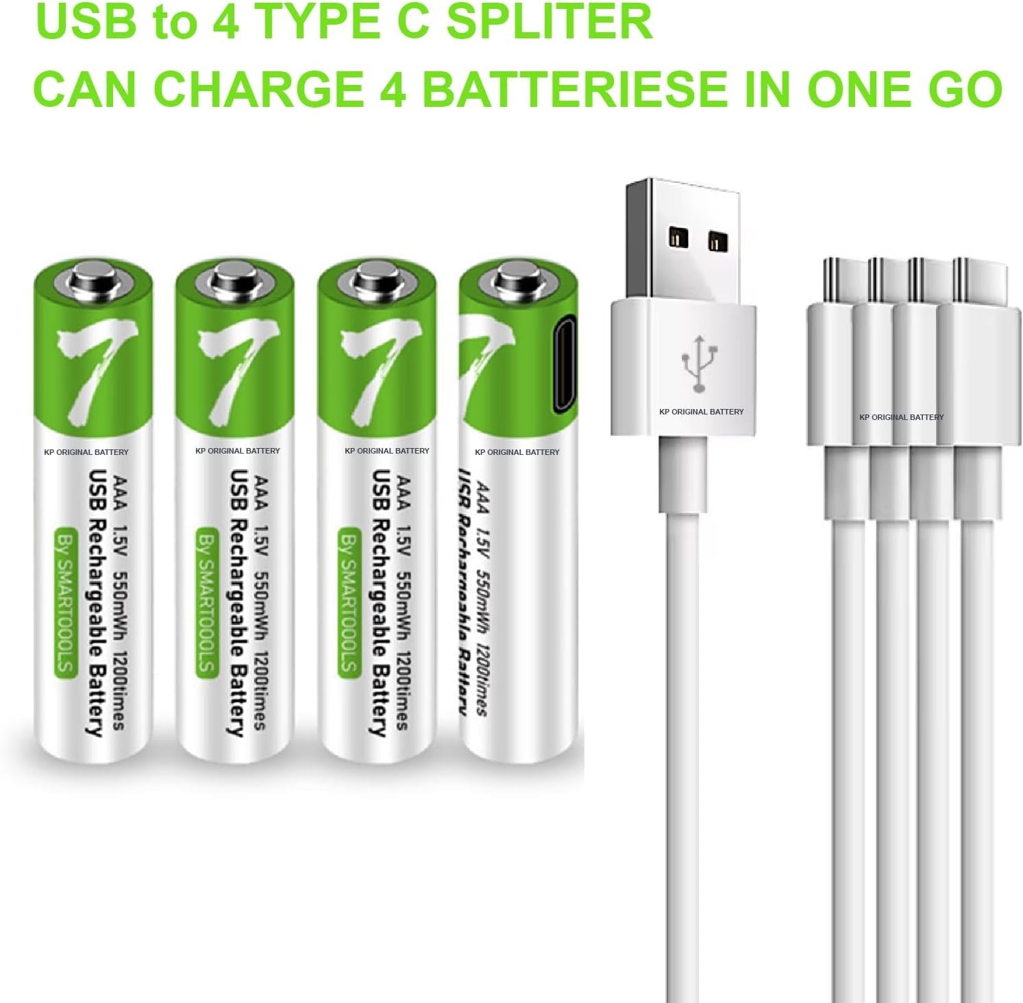 NÖRDIC USB-C Oppladbare batterier 4-pakning AAA/LR03