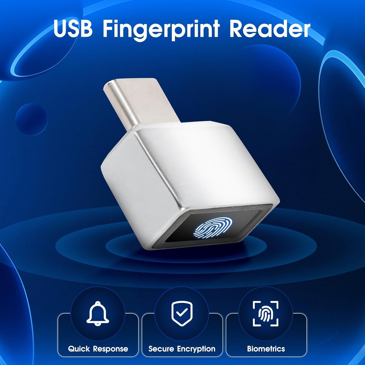 NÖRDIC USB-C Windows Hello Fingeravtrykksleser for Windows 11/10, Sikkerhetsenhet for pålogging på PC og bærbar PC, Raskt og sikkert lås