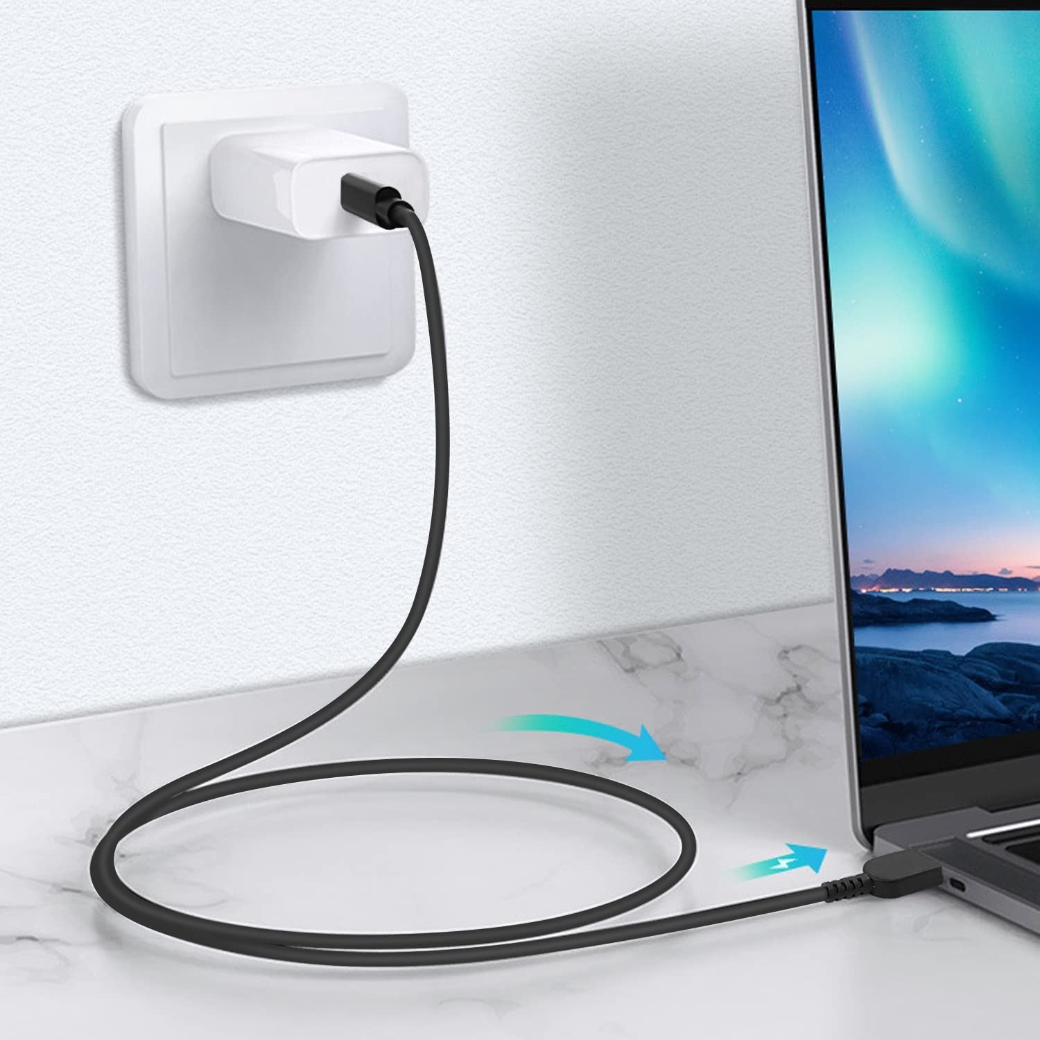 NÖRDIC USB-C til Lenovo Yellow Square-kabel 65W 1,5m