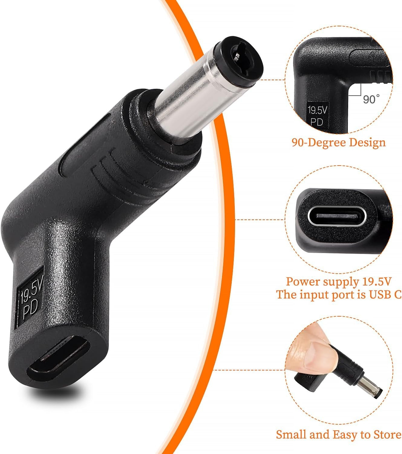 NÖRDIC USB-C til DC 5.5x2.1mm adapter 12-19,5V