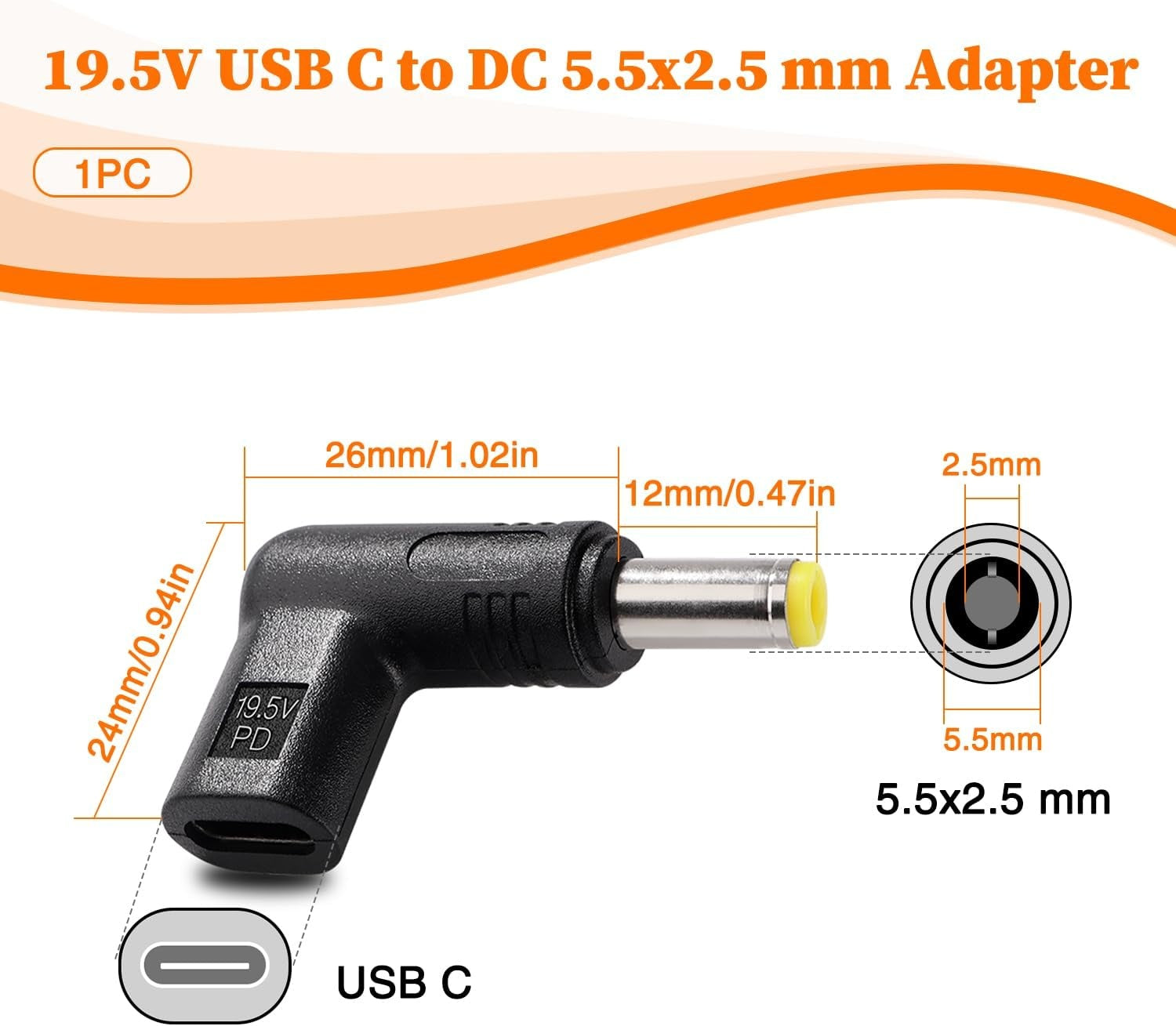 NÖRDIC USB-C til DC 5.5x2.5mm-adapter 12-20V