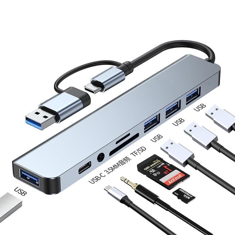 NÖRDIC USB Hub 8 porter 3xUSB-A 2.0 1xUSB-A 3.0 1xUSB-C 3.1 1xSD 1xmicroSD 1xAudio