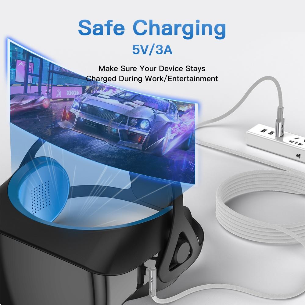 NÖRDIC VR Link-kabel 5m USB3.2 Gen1 USB-C til A 5Gbps 3A hurtiglading Quest 2 Super Speed USB Link-kabel Hvit