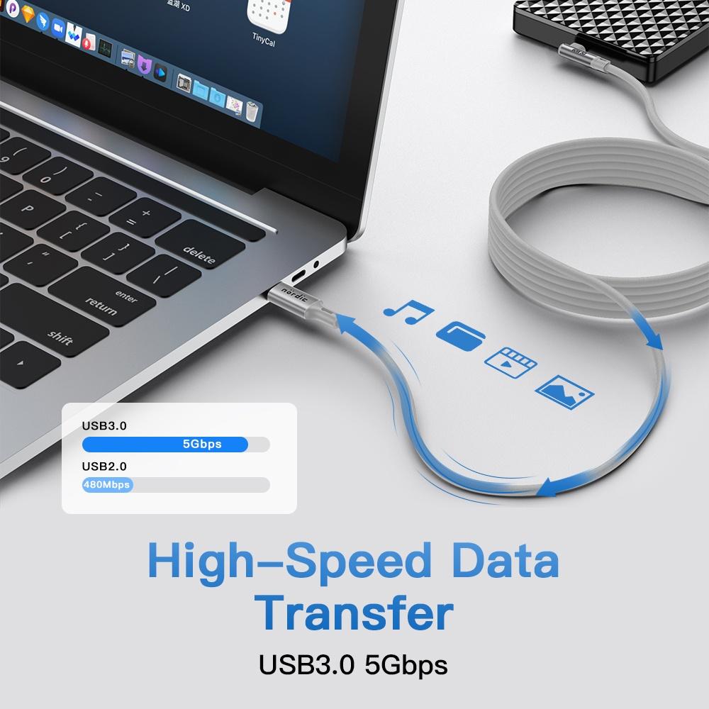 NÖRDIC VR Link-kabel 5m USB3.2 Gen1 USB-C til C 5Gbps 3A Hurtiglading Quest 2 Super Speed USB Link-kabel Hvit