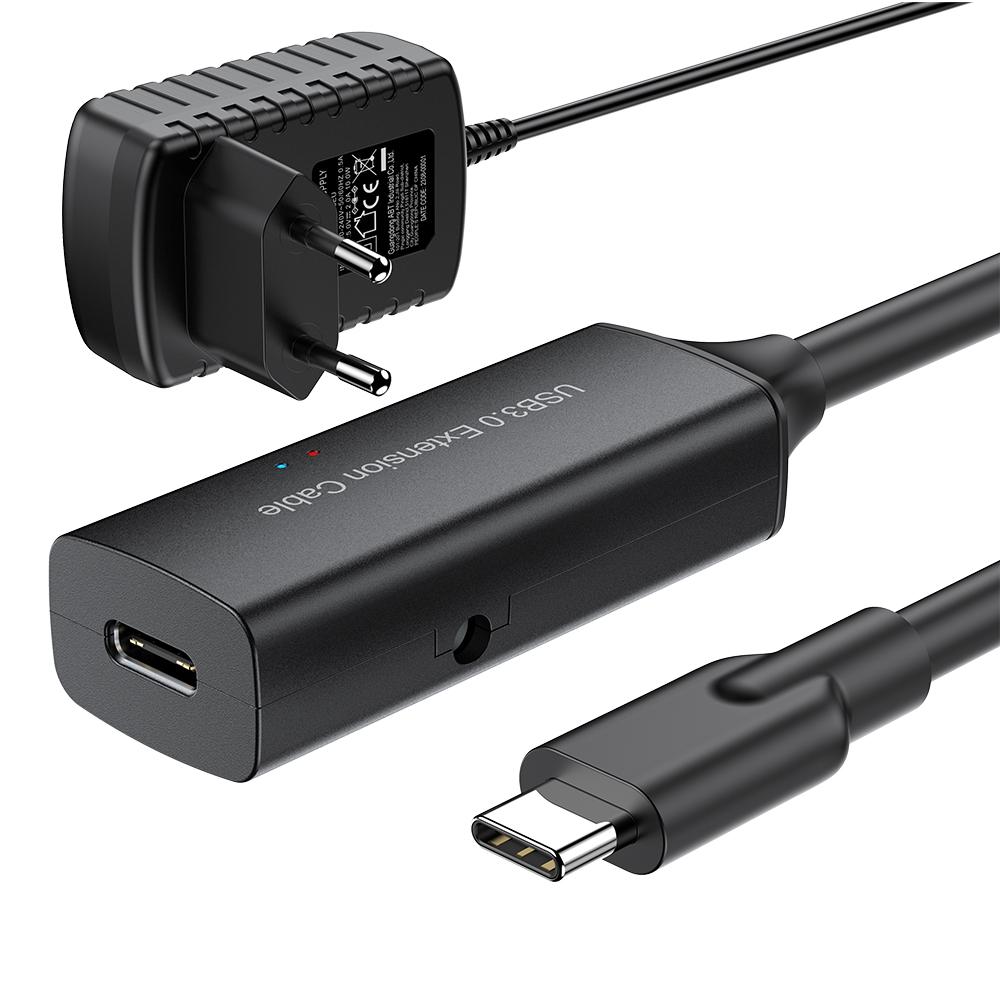 NÖRDIC aktiv 15m USB-C 3.0 SuperSpeed 5Gbps forlengelseskabel hann til hunn