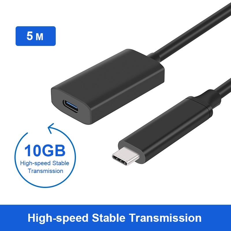 NÖRDIC aktiv 5m USB-C 3.2 Gen 2 SuperSpeed 10 Gbps Forlengelseskabel hann til hunn
