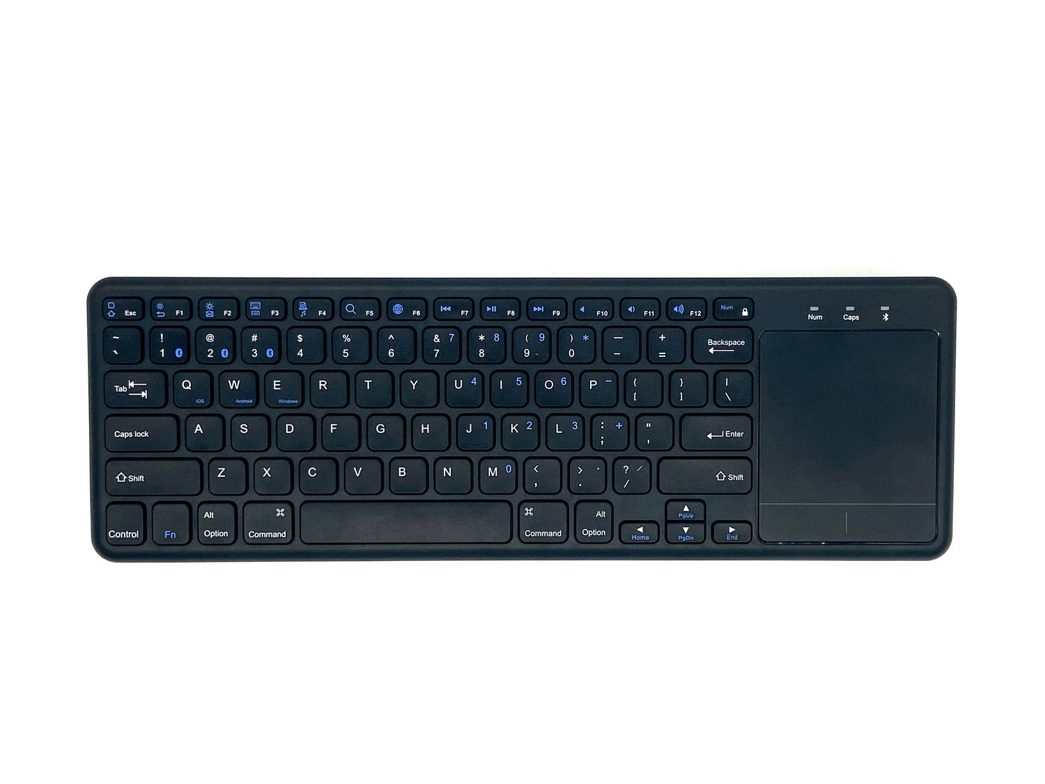 NÖRDIC trådløst 2.4G-tastatur med berøringsplate, 78 taster, iOS, Android, Windows, arabisk layout