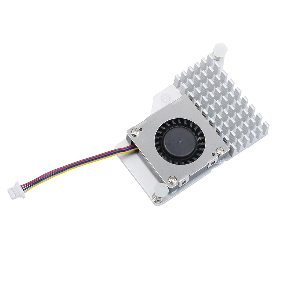 Offisiell aktiv kjøler for Raspberry Pi 5 med temperaturstyrt vifte og kjøleribbe i aluminium