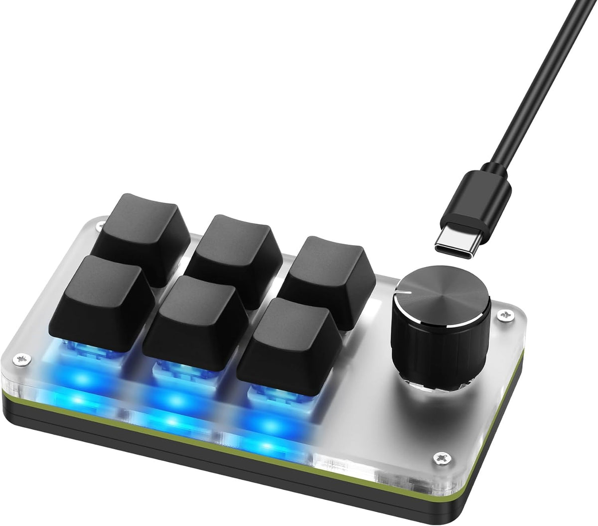 NÖRDIC Programmerbart Mini-tastatur, 6 Taster + 1 Multifunksjonsknott, Mekanisk OSU Gaming-tastatur med RGB, Kompatibelt med macOS/Windows