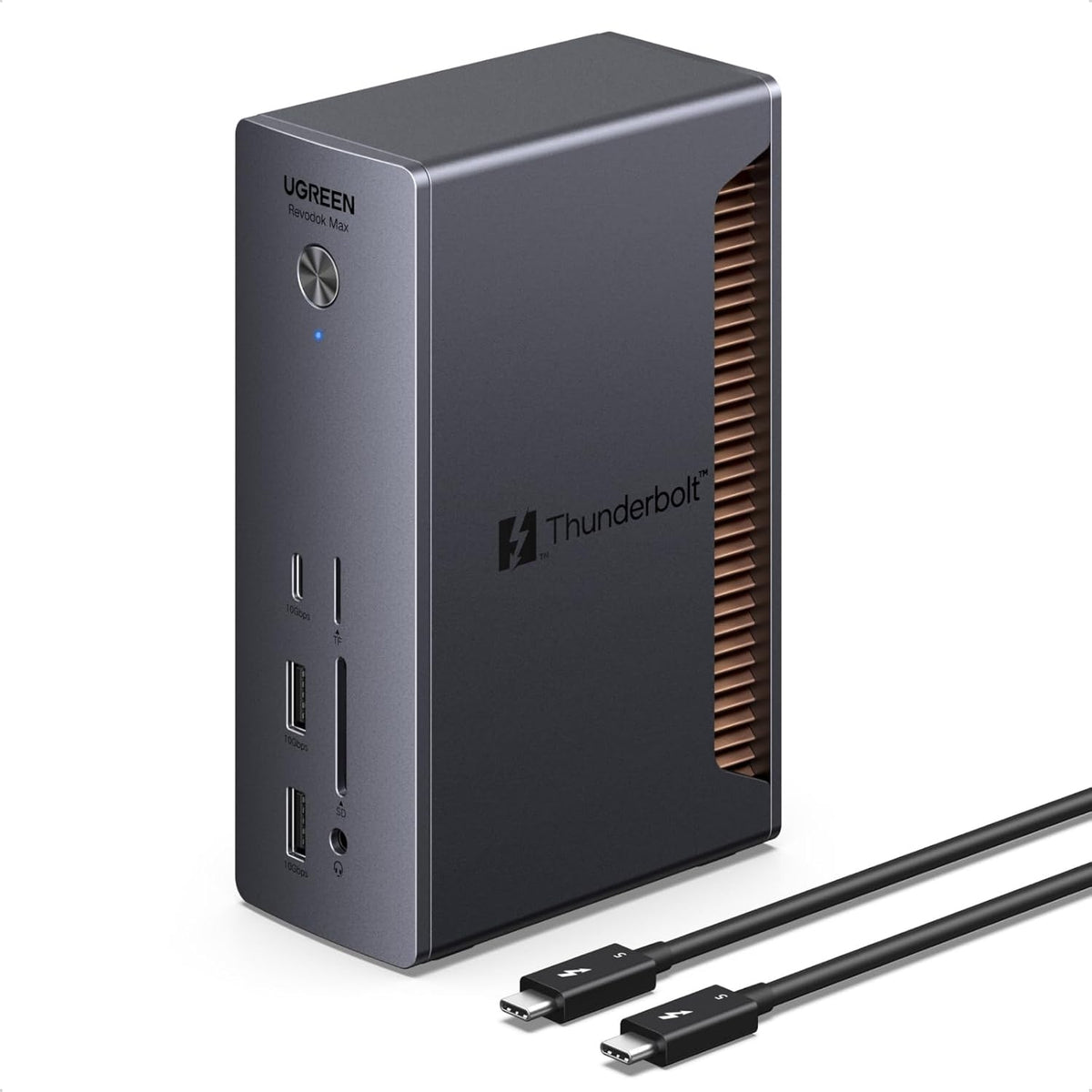 UGREEN Revodok Max Thunderbolt 5-dokkingstasjon 13-i-1, 120Gbps, 3xTB5-porter, 8K@60Hz/6K@60Hz/4K@240Hz, 140W lading og 2,5Gbps Ethernet
