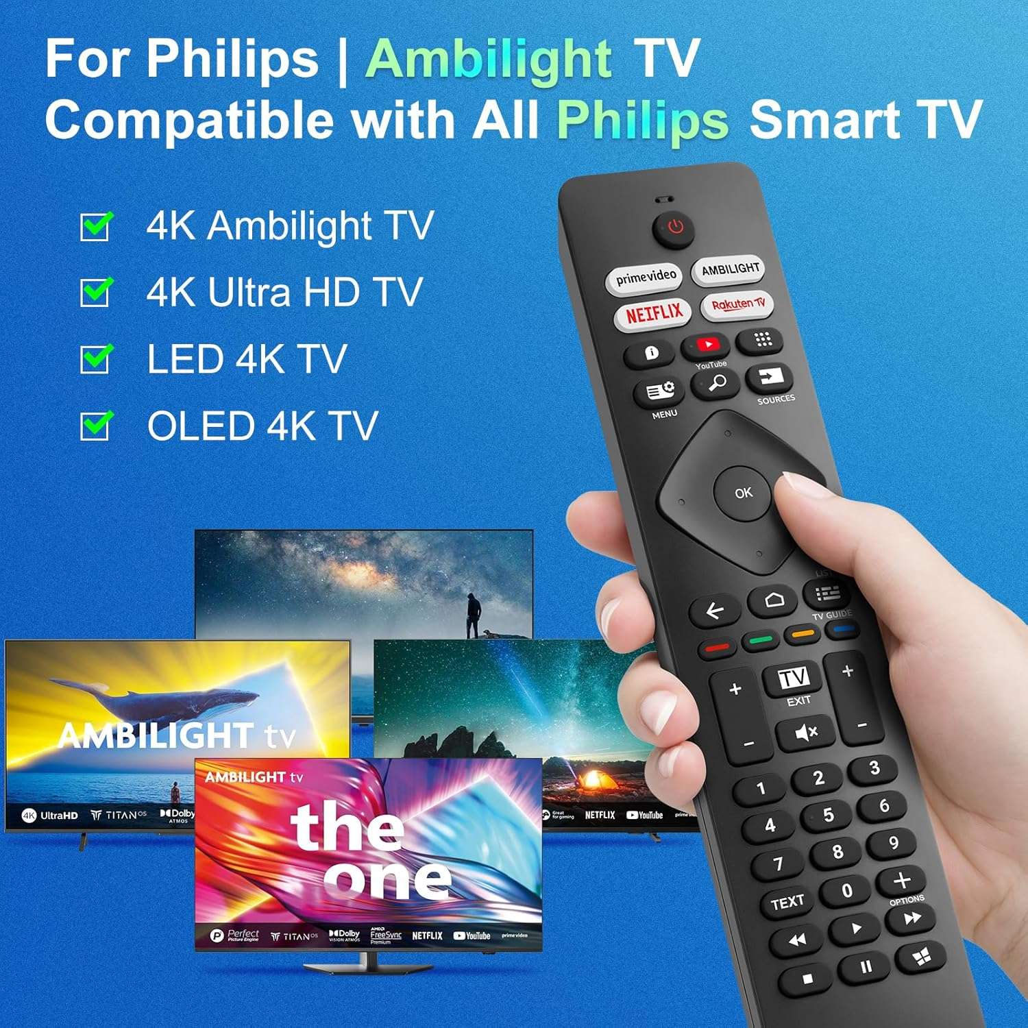 Universell Fjernkontroll for Philips Ambilight Smart-TV-er