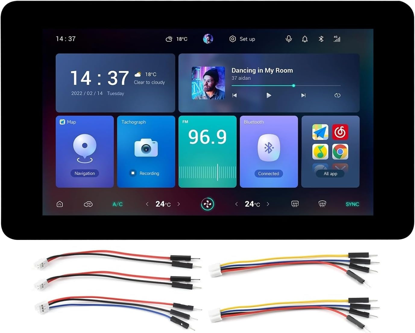 Waveshare 7" ESP32-S3 Touch Display Utviklingskort, 800 x 480, 65k RGB, 5-punkts touch, Støtter WiFi og Bluetooth