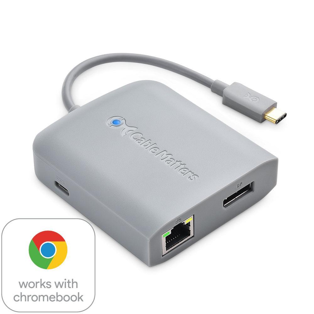 Cable Matters 1 til 5 dokkingstasjon 1xDP 4K60Hz, 1xRJ45 Ethernet 2xUSB-A 1xUSB-C PD 60W Fungerer med Chromebook-sertifisert