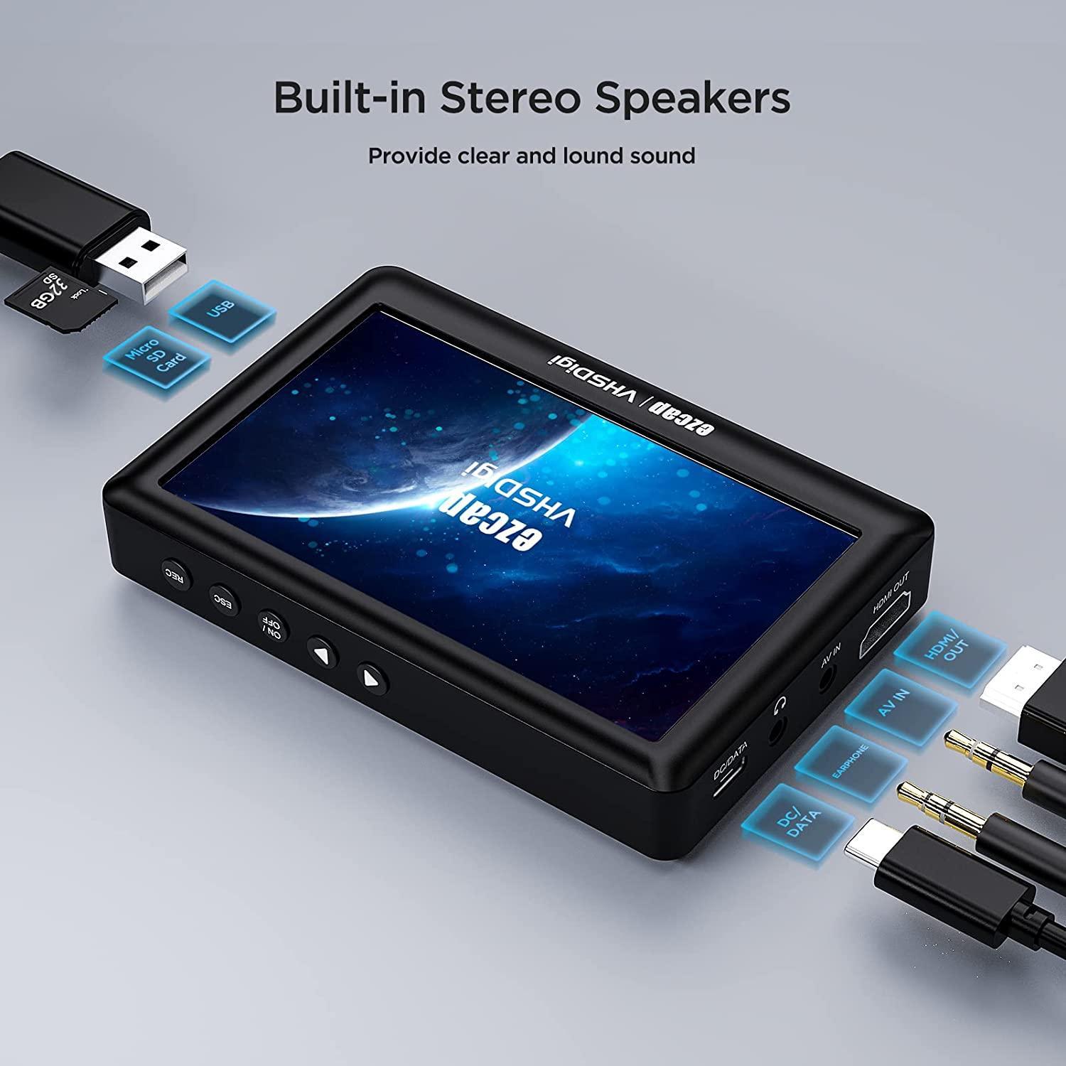 Ezcap Video til Digital Converter, CVBS Video Recorder med LCD-skjerm, Portable Composite CVBS AV Video Recorder Analog til Digital Converter