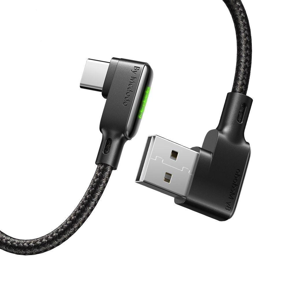 McDodo CA-7520 USB C til USB En vinklet kabel for rask ladning og synkronisering med LED 1.2m