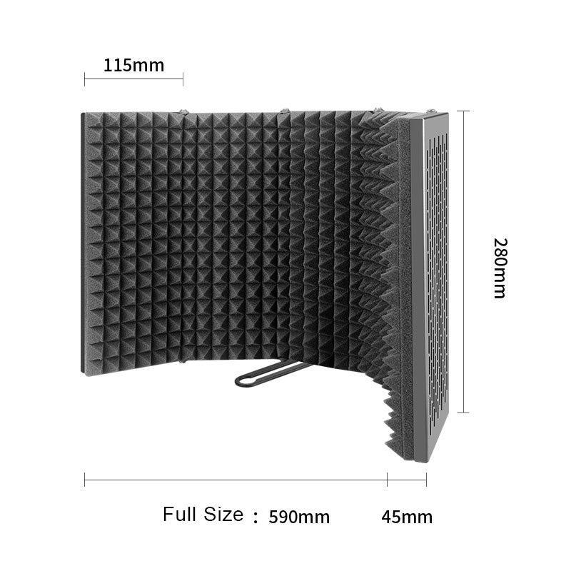 Mikrofonskjerm med 2 lag 5-vegg Akustiske filtre Sammenleggbar 59x28x4cm Akustisk skjerm Lyddemper for mikrofoner refleksjonsfilter