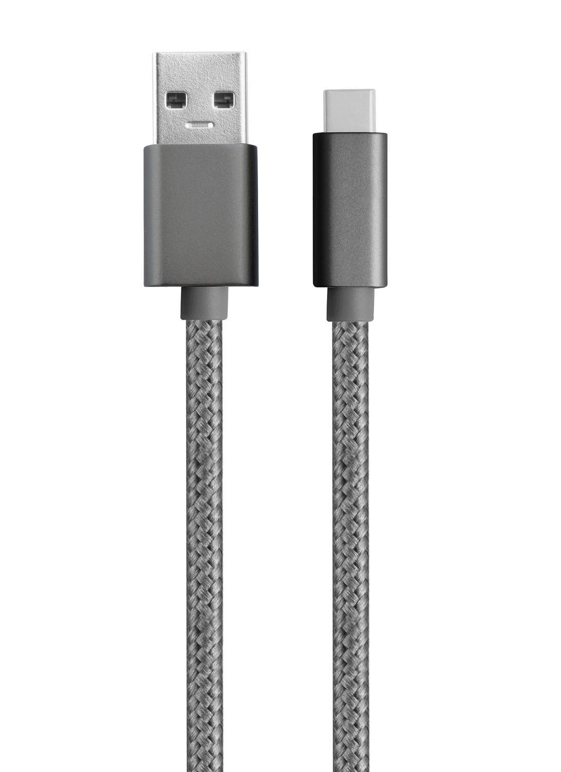 NÖRDIC 1M USB C til USB En kabel USB3.1 Gen1 Rask lading 60W 5Gbps 3A, Nylon Flettet Space Grey