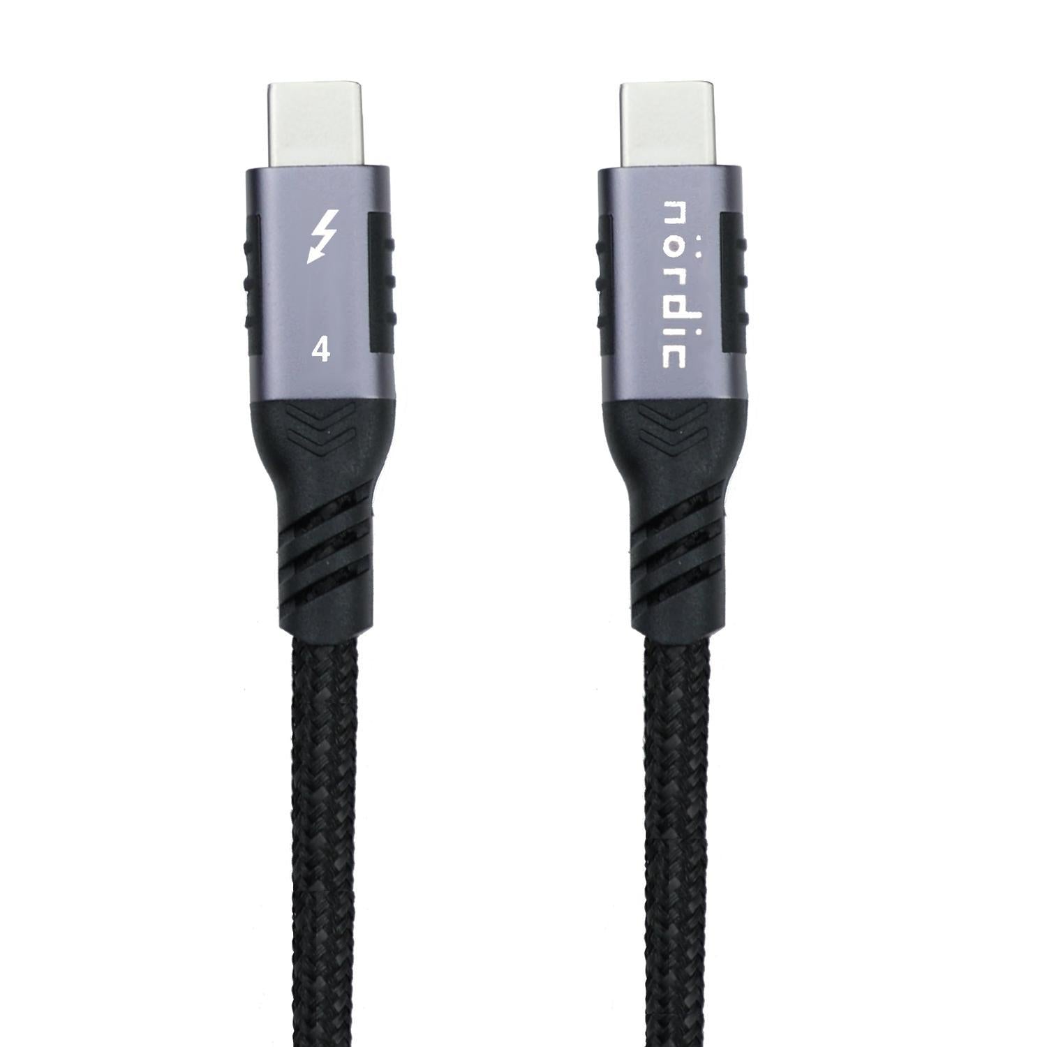 NÖRDIC 1m Thunderbolt 4 USB-C kabel 40Gbps 100W lading 8K video kompatibel med USB 4 og Thunderbolt 3