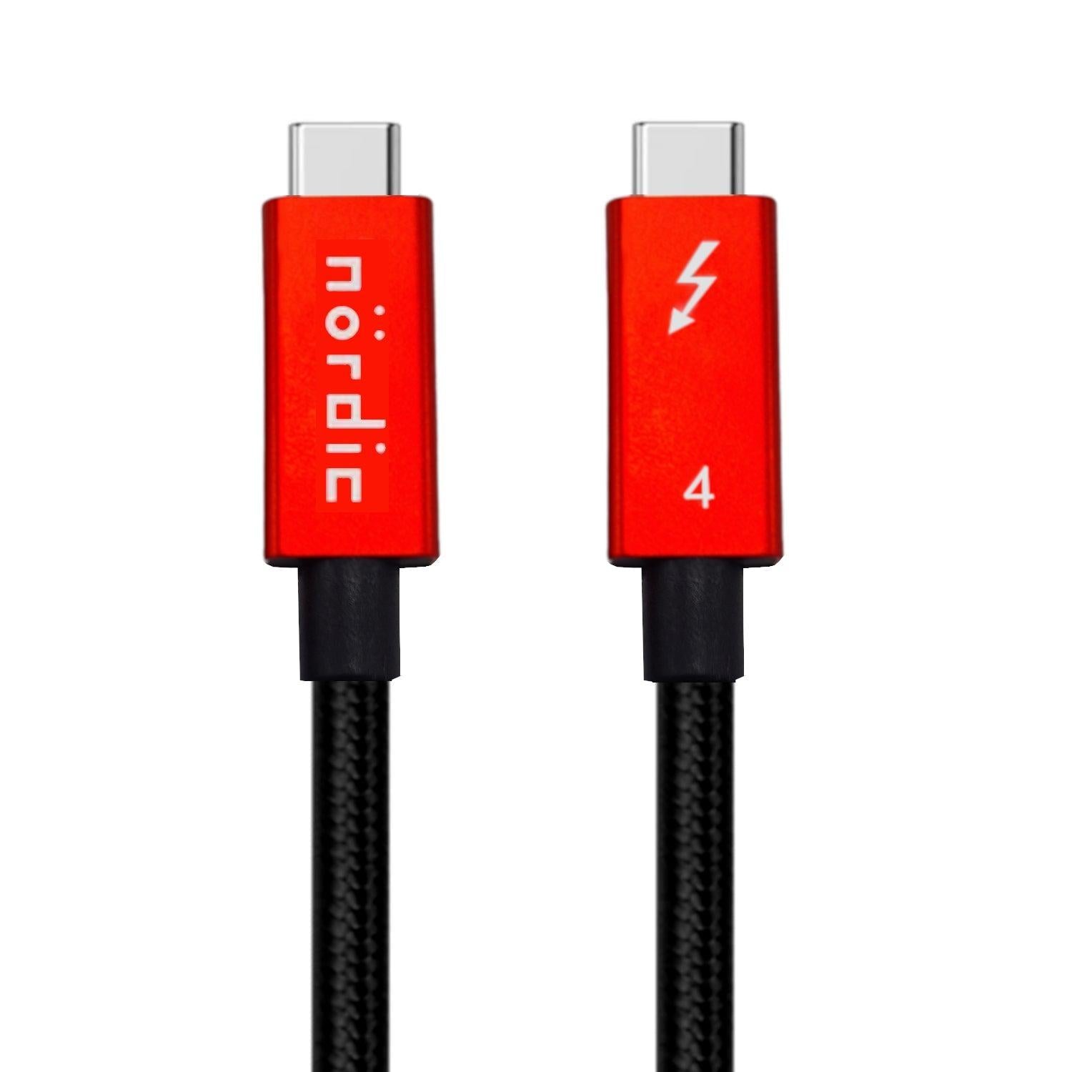 NÖRDIC 25cm Thunderbolt 4 USB-C kabel 40Gbps 100W lader 8K video kompatibel med USB 4 og Thunderbolt 3