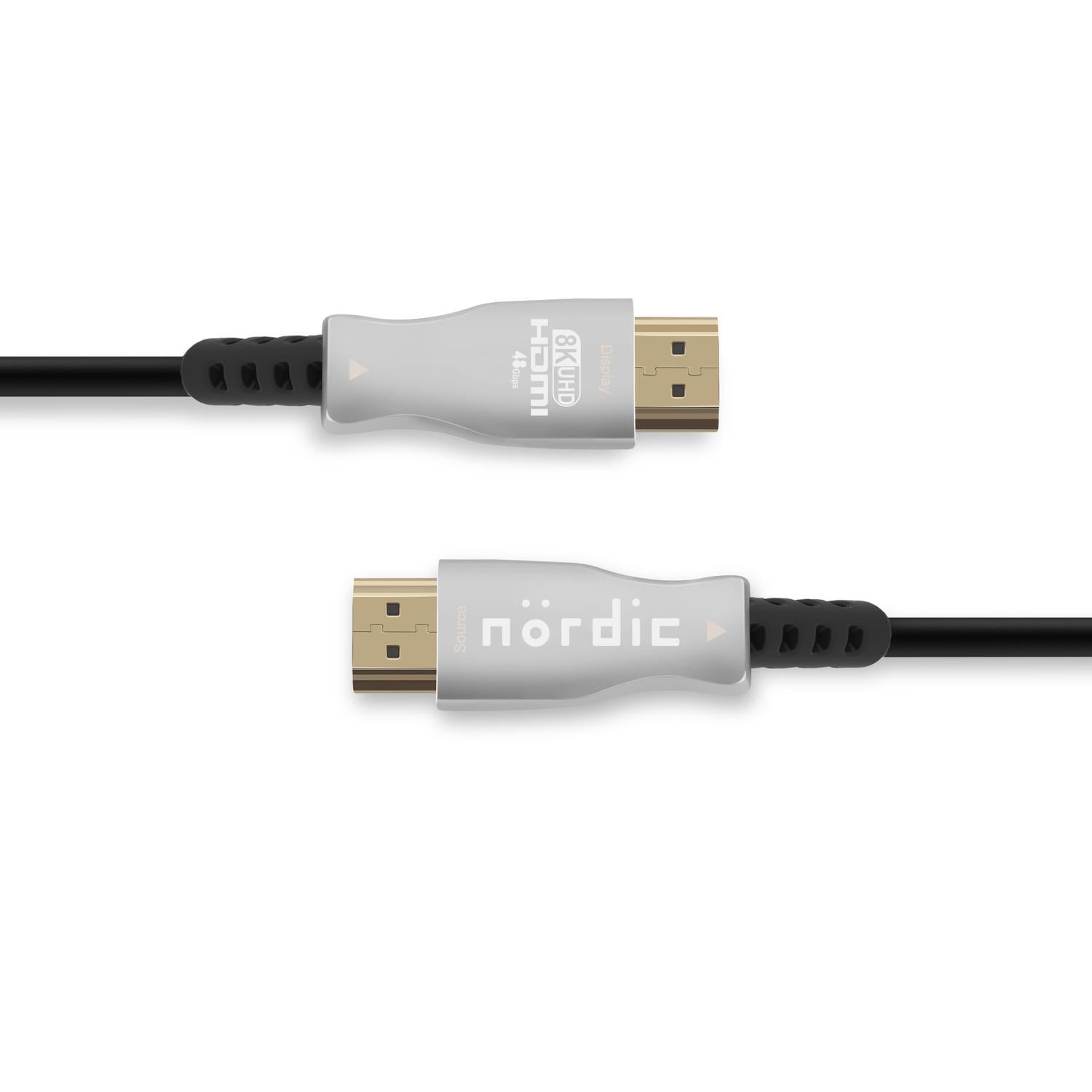NÖRDIC 25m Aktiv AOC optisk fiberkabel HDMI 2.1 8k 60Hz 4k 120Hz 48Gbps Dynamisk HDR, EARC, VRR kompatibel med RTX 3080 3090