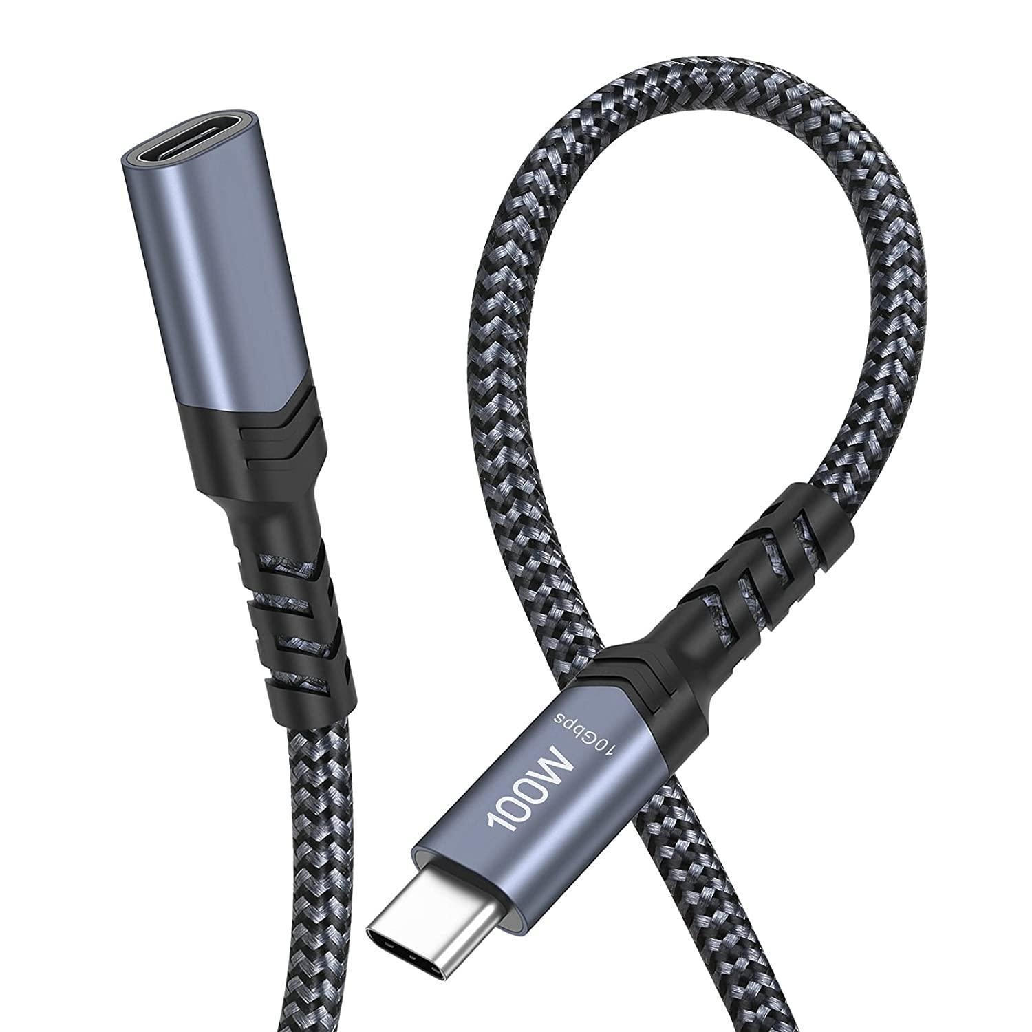 NÖRDIC 2m USB3.2 Gen2 USB-C Forlengelseskabel hann til hunn 10Gbps 5A 100W Thunderbolt3
