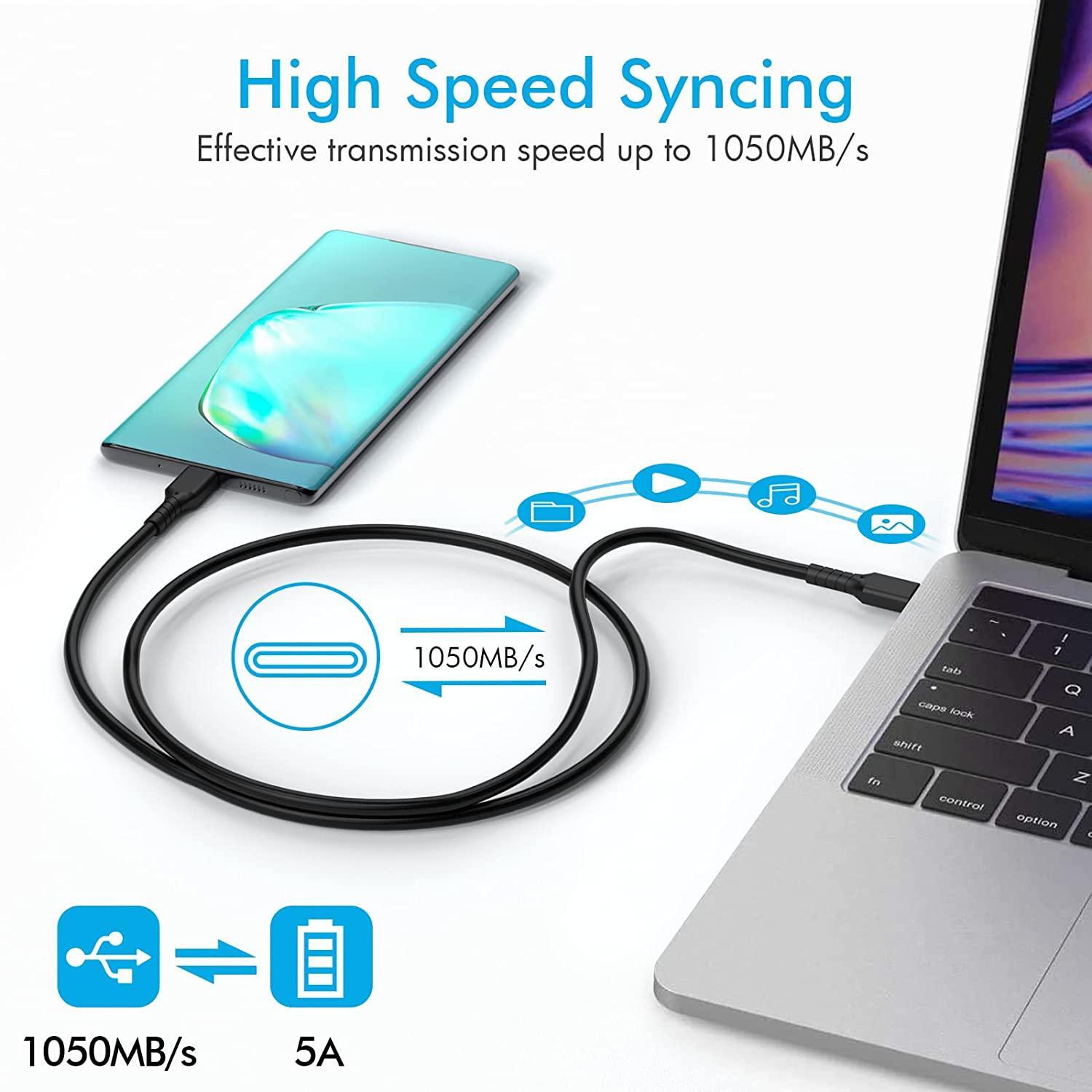 NÖRDIC 3m USB3.2 Gen2 SuperSpeed USB 10 Gbps USB-C til C PVC-kabel med strømforsyning 100W, 4K60Hz video og Emarker