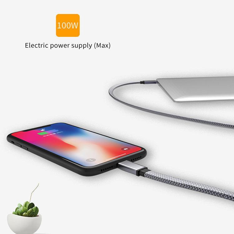 NÖRDIC 50 cm flat og tynn kabel USB3.2 Gen2 USB-C til C hurtiglading med strømforsyning PD100W 5A 10Gbps 4K 60Hz med Emarker