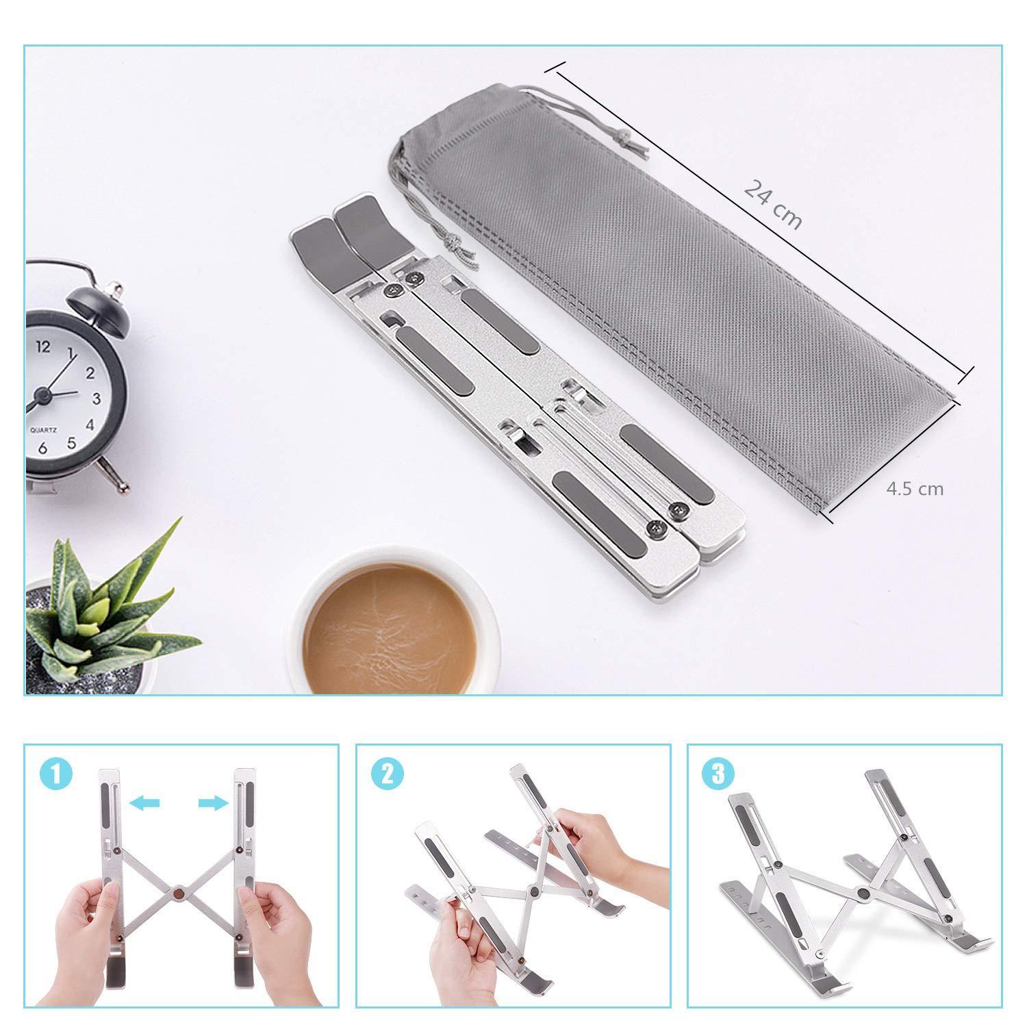 NÖRDIC Aluminium Set Justerbar Bærbar Tablet Collutable og Mobiltelefoner Laptop Holder Stativ