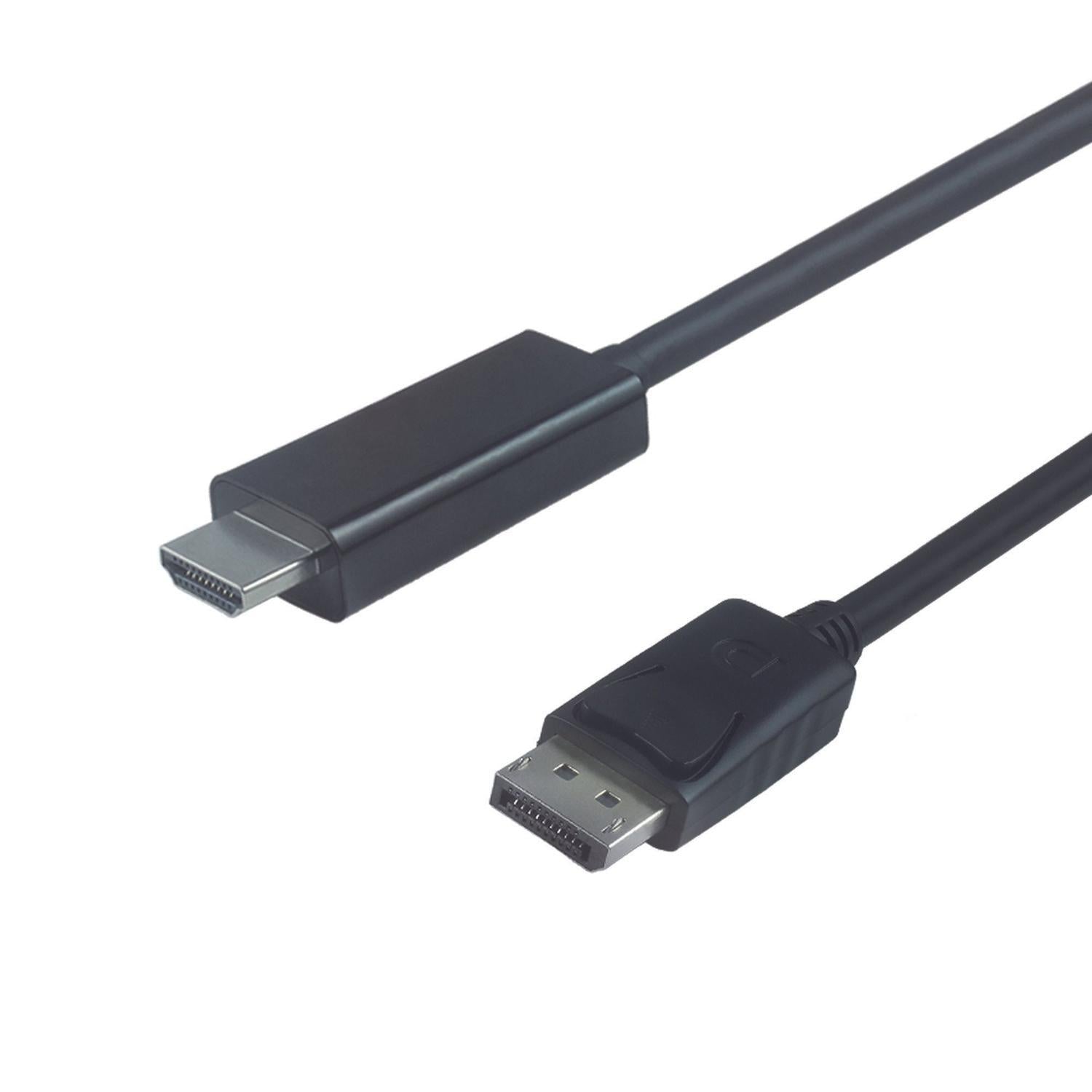 NÖRDIC Displayport 1.2 til HDMI-kabel UHD 4K i 30Hz 10.8Gbps for HDTV dobbeltskjermet 3m Rent kobber 99,99 %