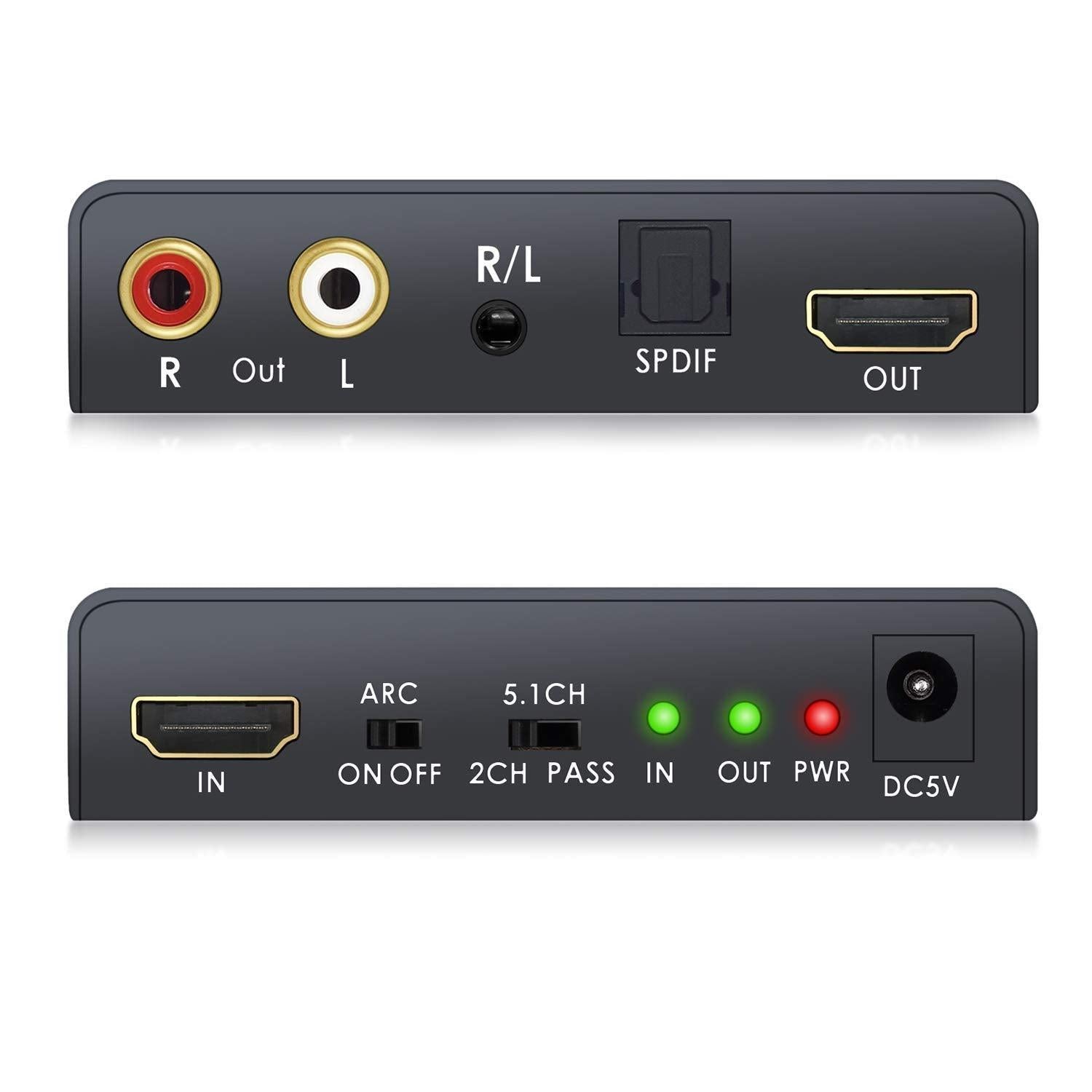 NÖRDIC HDMI 2.0 ARC 4K 60Hz HDR Extractor Yuv4: 4: 4 HDMI-inngang til HDMI, SPDIF, R / L og AUX Output ARC-omformer