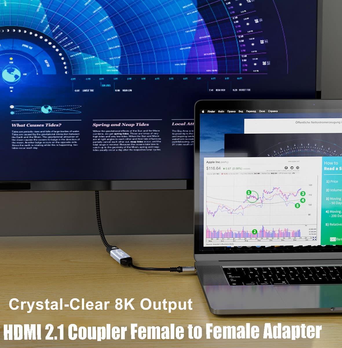 NÖRDIC HDMI 2.1 8K Hunn til kvinnelig kabelforlenger HDMI kjønnsveksler