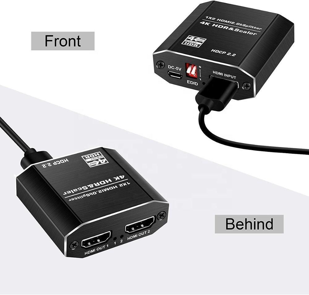 NÖRDIC HDMI Splitter 1 til 2 4K 60Hz HDCP2.2 18Gbps HDMI kabler i bilder som ikke er inkludert