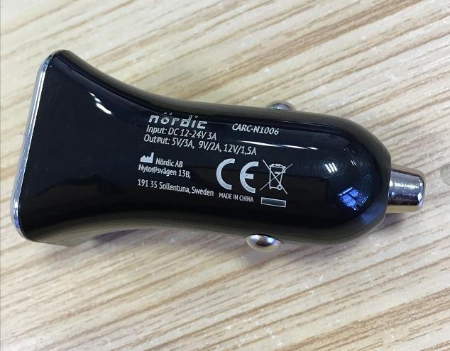 NÖRDIC Quick Car Charger USB C Power Delivery 18W
