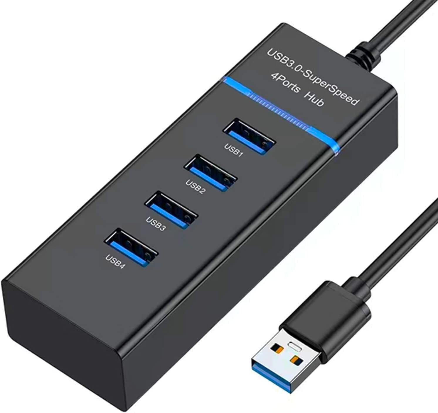 NÖRDIC USB 3.0 4ports 5Gbps hub 25cm kabel svart