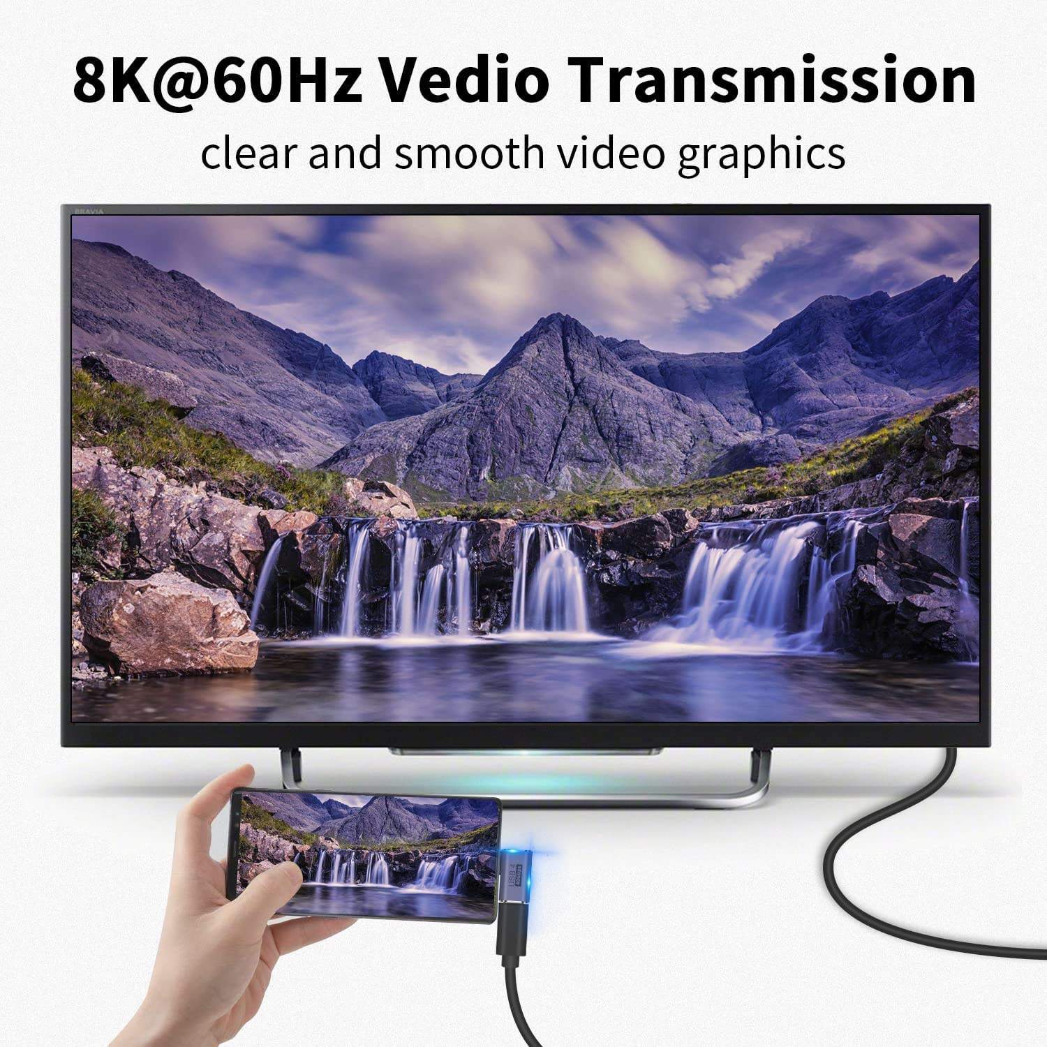 NÖRDIC USB4 vinklet adapter hann til hunn 40G 8K30Hz PD100W