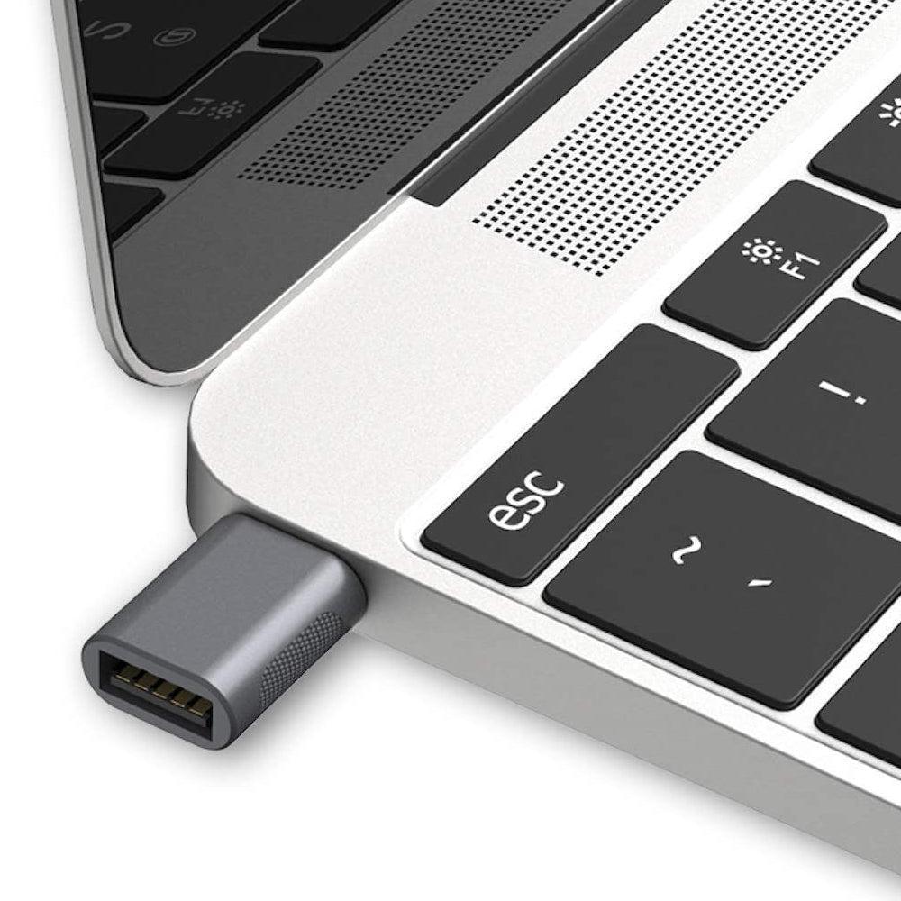 NÖRDIC USB-A 3.1 OTG hunn- til USB C-hannadapter datasynkronisere og lade Aluminium Space Grey