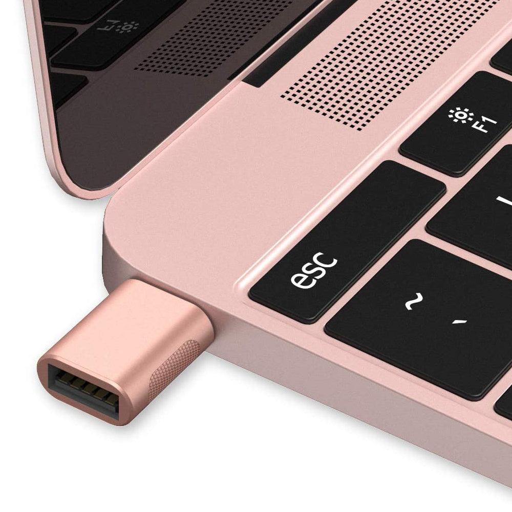 NÖRDIC USB A 3.0 OTG Kvinne til USB C Mann Adapter Aluminium Rose Gold OTG USB-C Adapter Synkronisering og lading