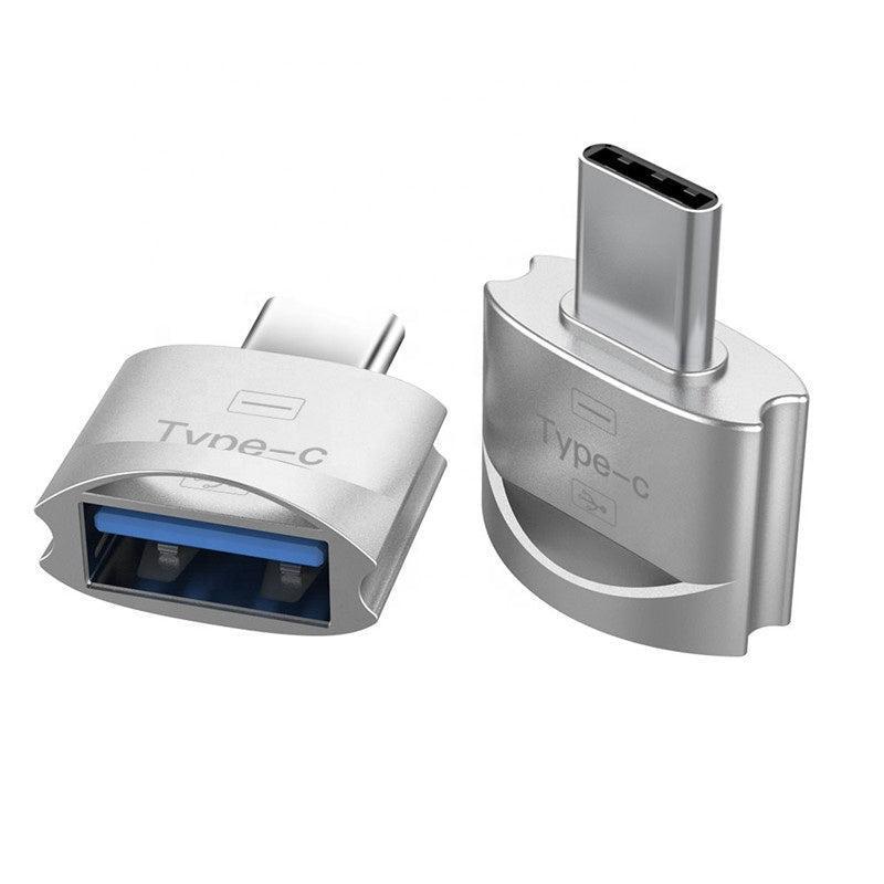NÖRDIC USB-A 3.1 OTG hunn- til USB C-hannadapter 5 Gbps Aluminium sølv synkronisering og lading OTG USB-C-adapter