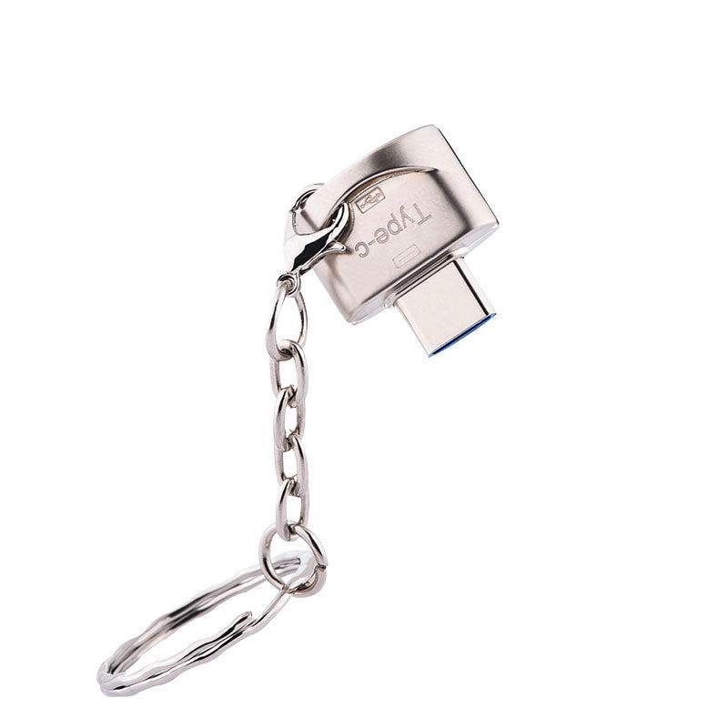 NÖRDIC USB-A 3.1 OTG hunn- til USB C-hannadapter 5 Gbps Aluminium sølv synkronisering og lading OTG USB-C-adapter