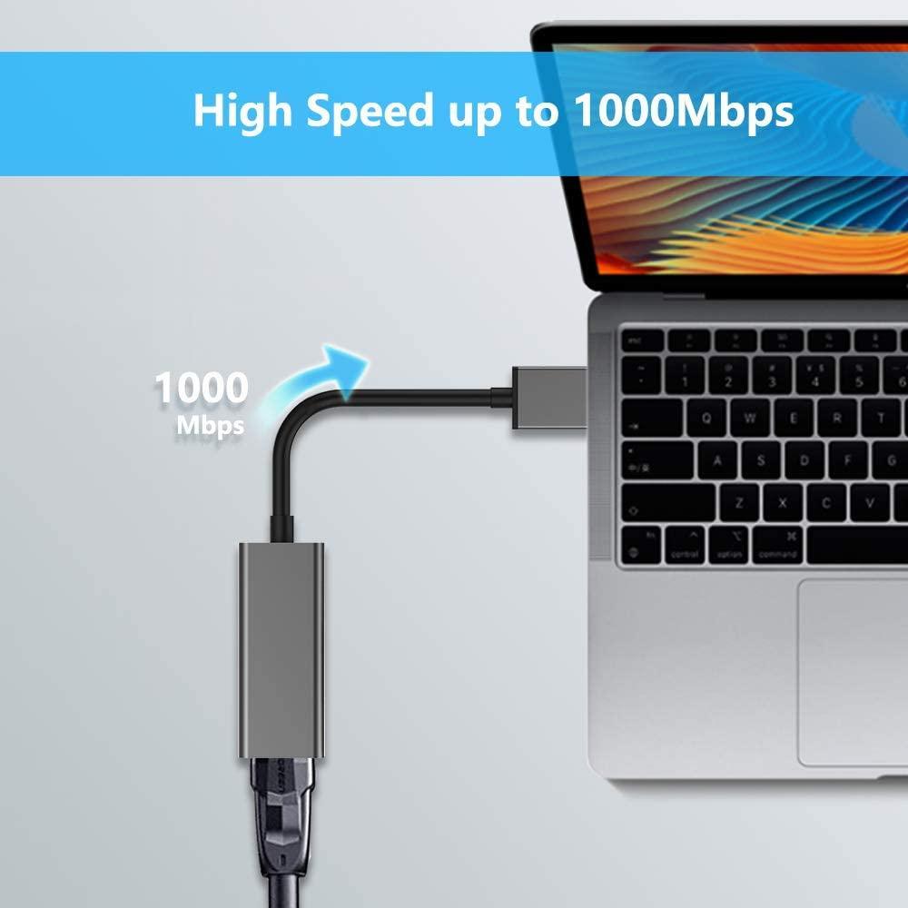 NÖRDIC USB A 3.1 til Giga Ethernet Network Adapter 17cm Space Grey Aluminium