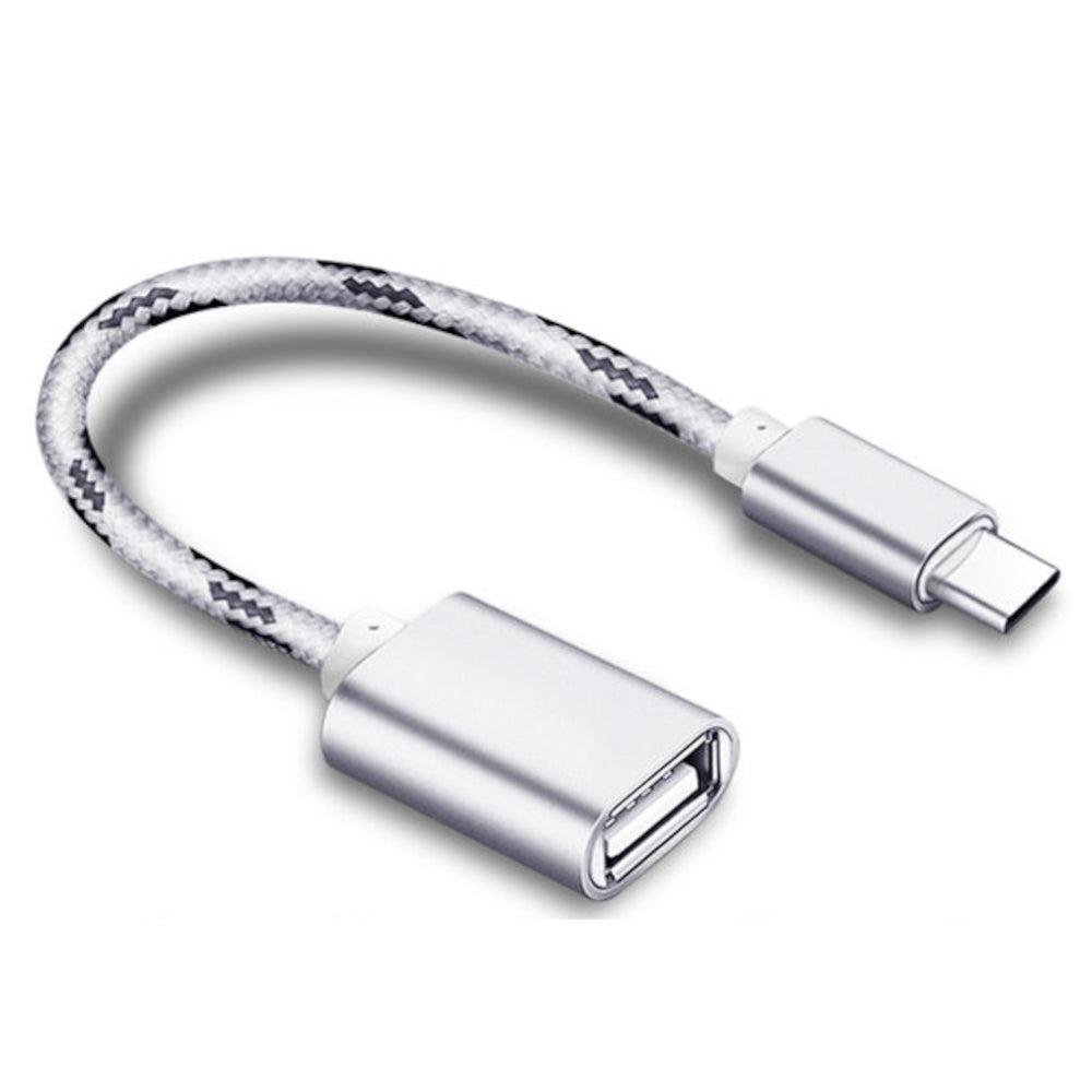 NÖRDIC USB-A OTG til USBC 3.1 Gene 1 Adapter Aluminium 15cm Sølv