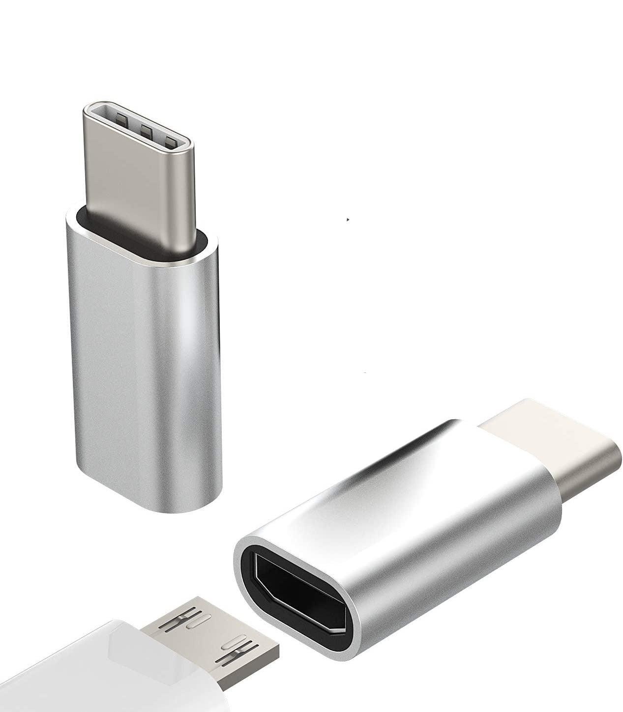 NÖRDIC adapter Mikro USB Kvinne til USB C Mann Metal Svart