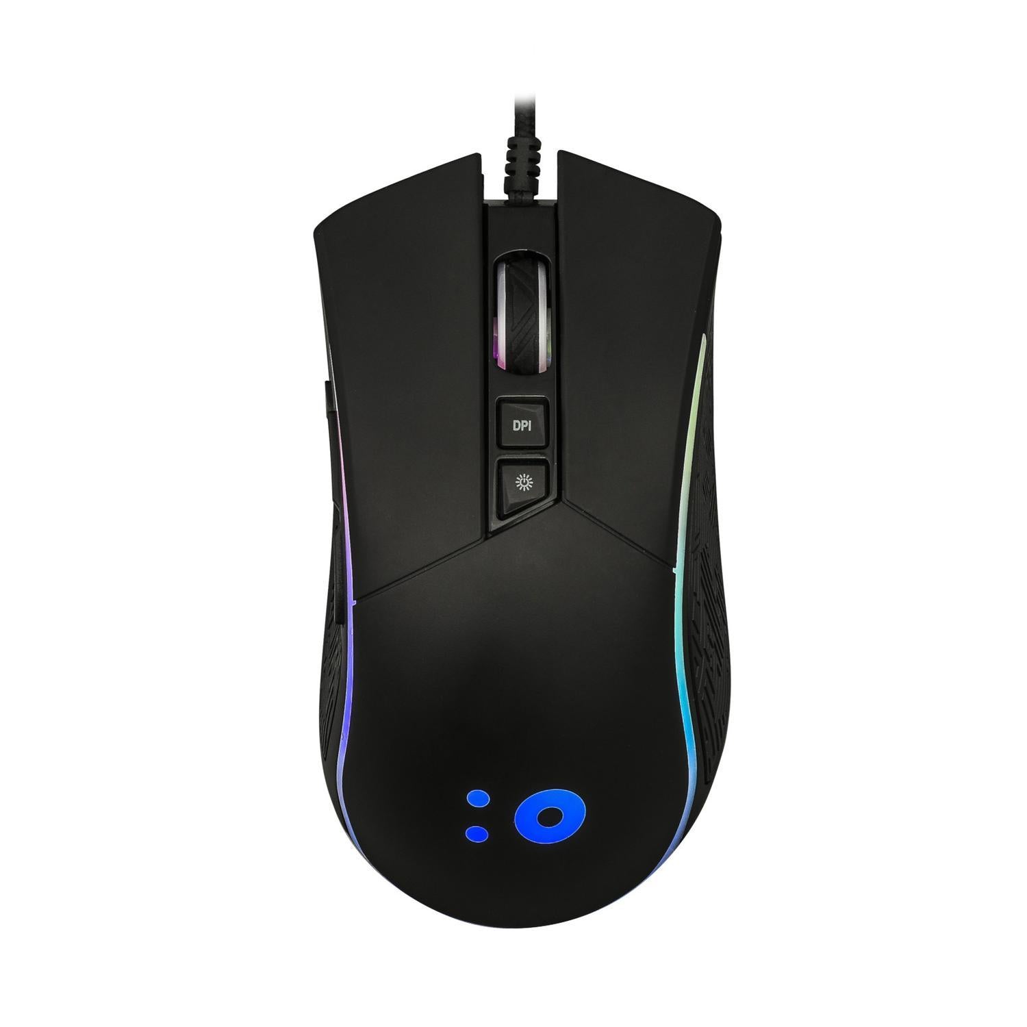 NÖRDIC gjenget RGB USB Mus 800-6400 dpi 8 knapper svart