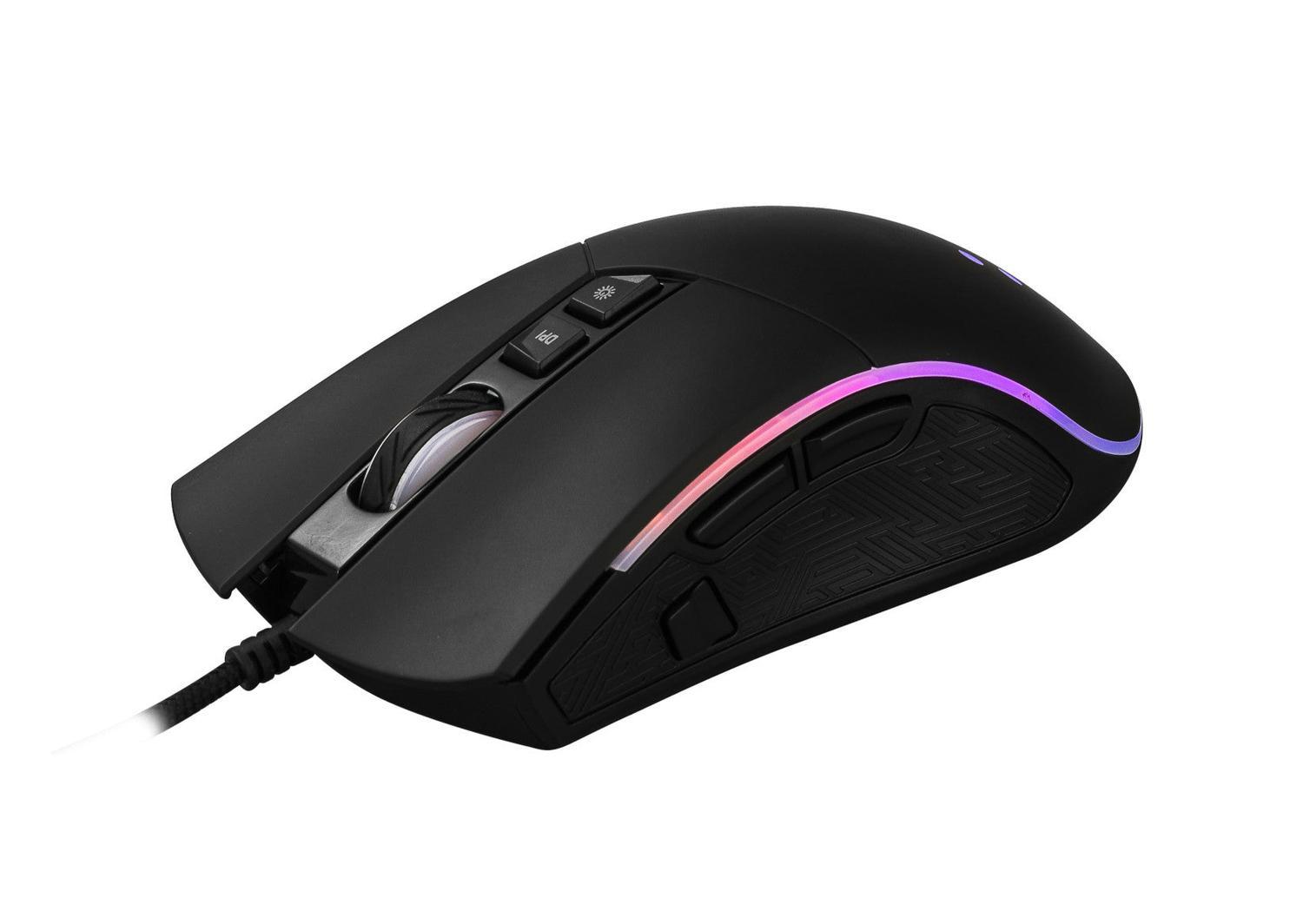 NÖRDIC gjenget RGB USB Mus 800-6400 dpi 8 knapper svart