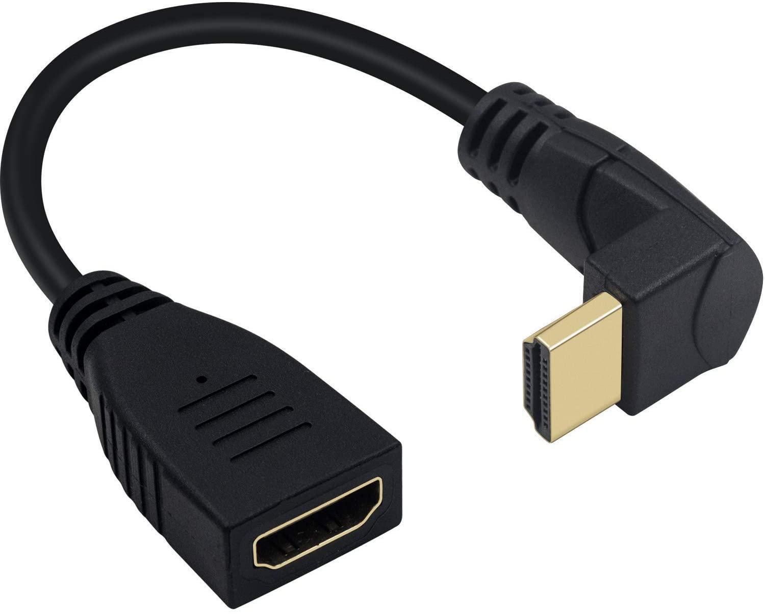 NÖRDIC vinklet HDMI-adapter 4K30Hz UHD hann til hunn 20cm svart