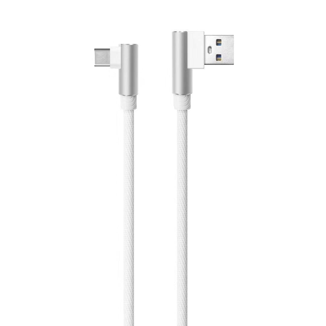 NÖRDIC vinklet USB C til vinklet USB en kabel for synkronisering og lading hvit 1M