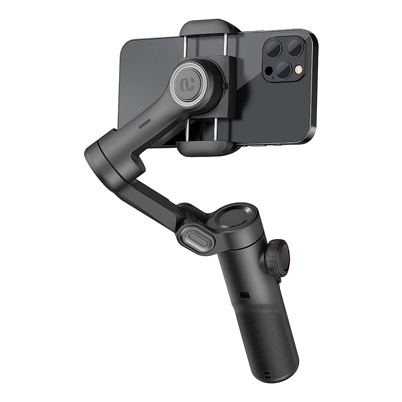 Håndholdt 3-akset telefonstabilisator Sammenleggbar gimbal for iPhone og Android Fokus-hjul og ansikts-/objektsporing